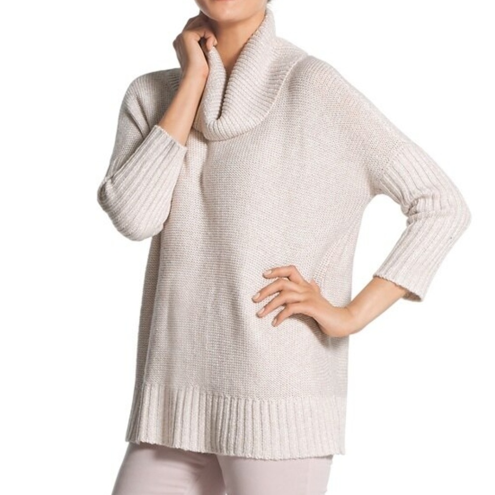 Chico's Pink Shimmer Celine Cowl Neck Sweater